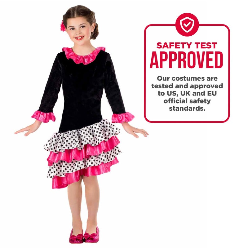 fun shack Kids Flamenco Dancer Costume Childrens Spanish Dance Dress Halloween Girls Book Character Costumes for Kids - Medium Black - Image 4